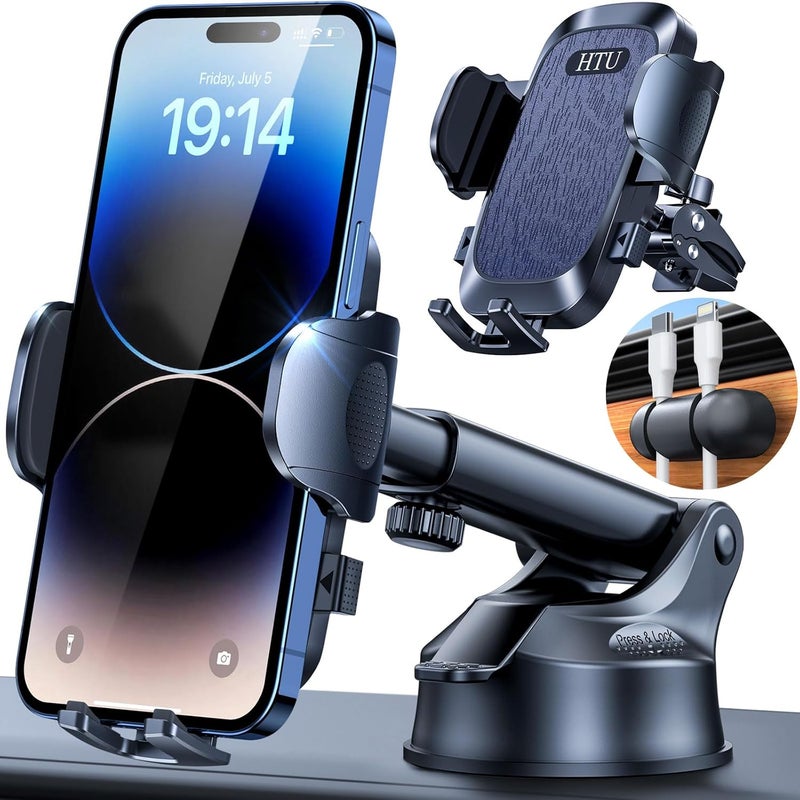 HTU 【98+LBS Strongest Suction & Military-Grade】Ultimate Car Phone Mount【Patent & Safety Certs】 Cell Phone Holder Truck Stand for Dashboard Windshield Vent for iPhone 17 Pro Max 16 15 Samsung (Dark Blue) - Image 1
